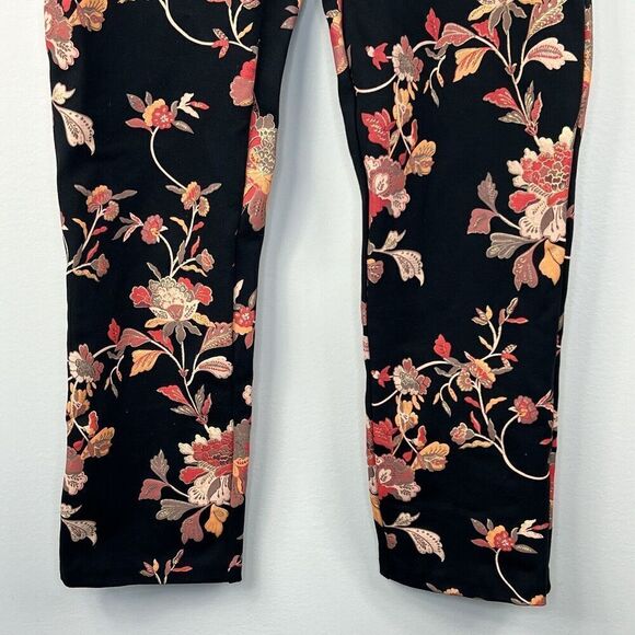 Soft Surroundings Straight Leg Ankle Floral Pull On Pants Size PM Black - Picture 4 of 11